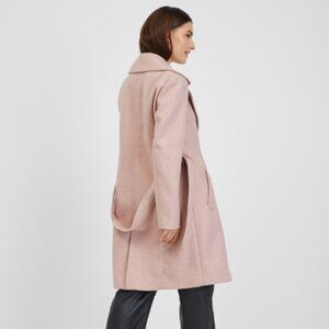 Pink Soft Luxe Overcoat Long Jacket with Belt Peacoat Notch Collar